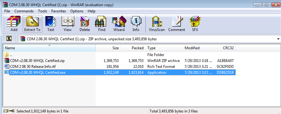 WinRAR window click extract to