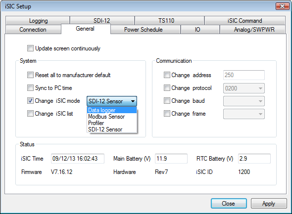 change 0200 sdi-12 controller to data logger mode