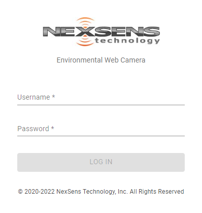 NexSens EWC Dashboard login