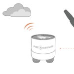 An illustration of a YSI ODO RTU Optical Dissolved Oxygen Sensor connected to a NexSens X2 Data Logger transmitting data to the cloud, which is shown on the WQData LIVE mobile app (depicted on a phone).