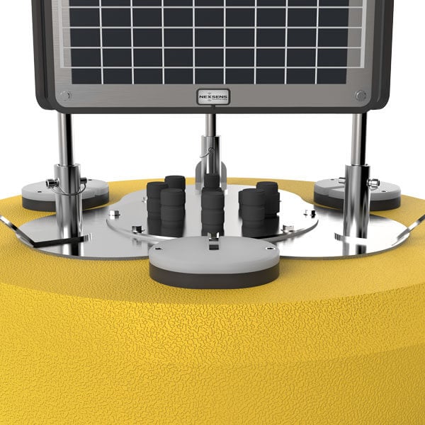 Close-up of the CB-650 data buoy connections.