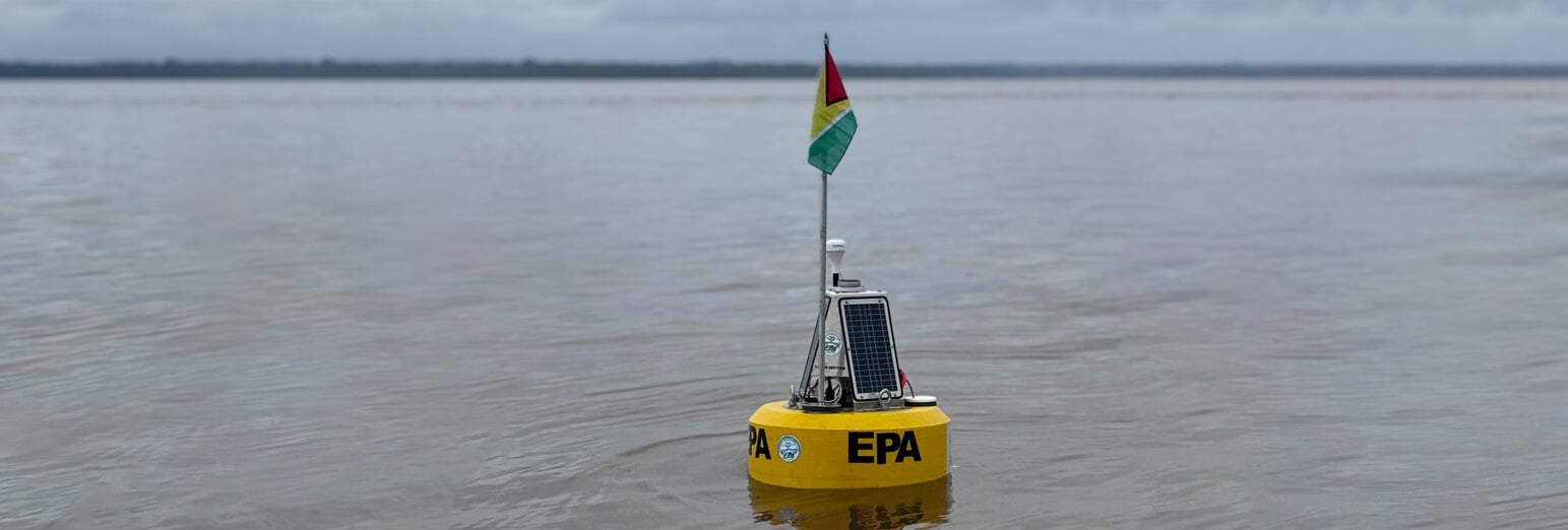 NexSens buoy distributed by Base Flow and deployed in Lake Titicaca.