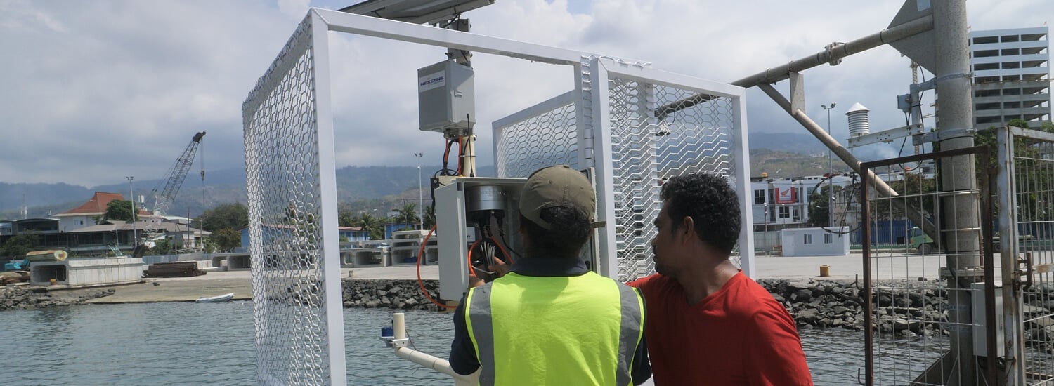 Elcee crew working on a tide gauge system in Timor-Leste.