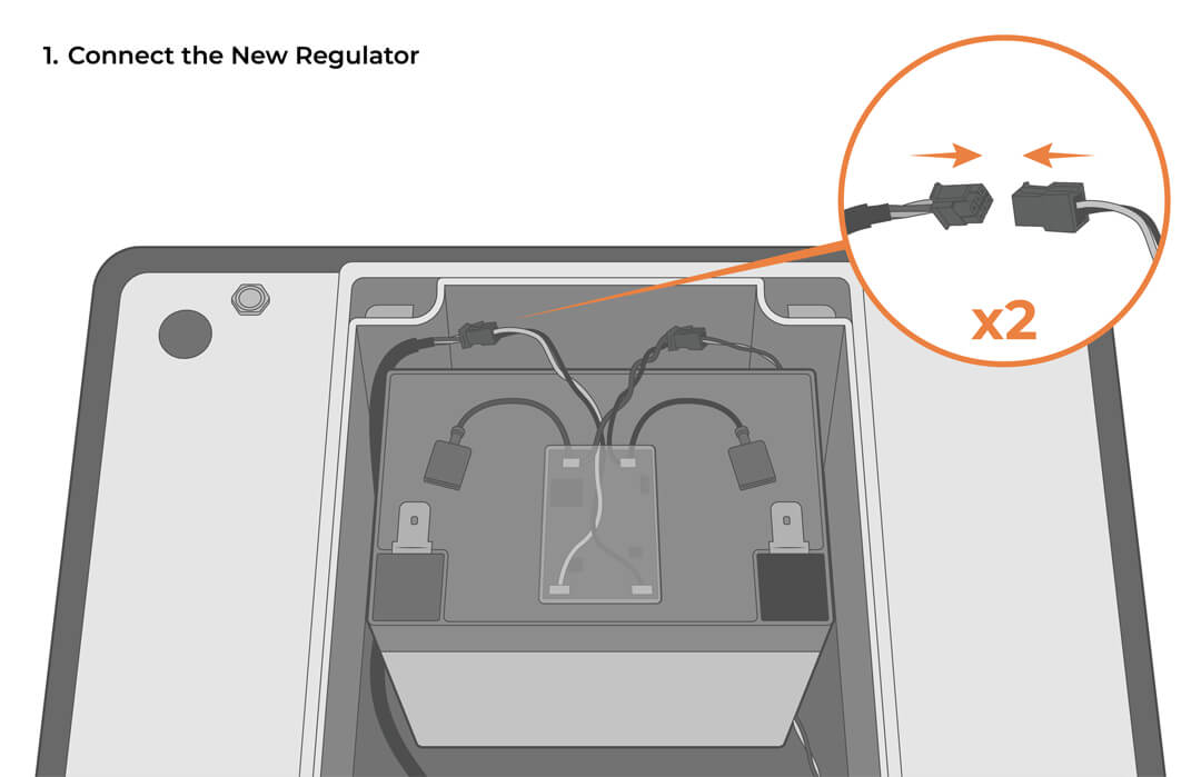 Connect the new regulator.