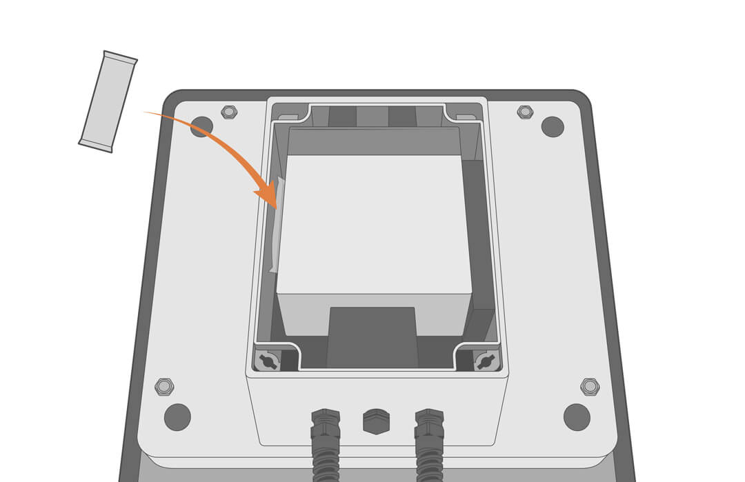 Replace the small bag of desiccant in the enclosure.