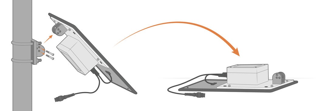 Remove the solar power pack from its mount and place it face down on a flat surface.