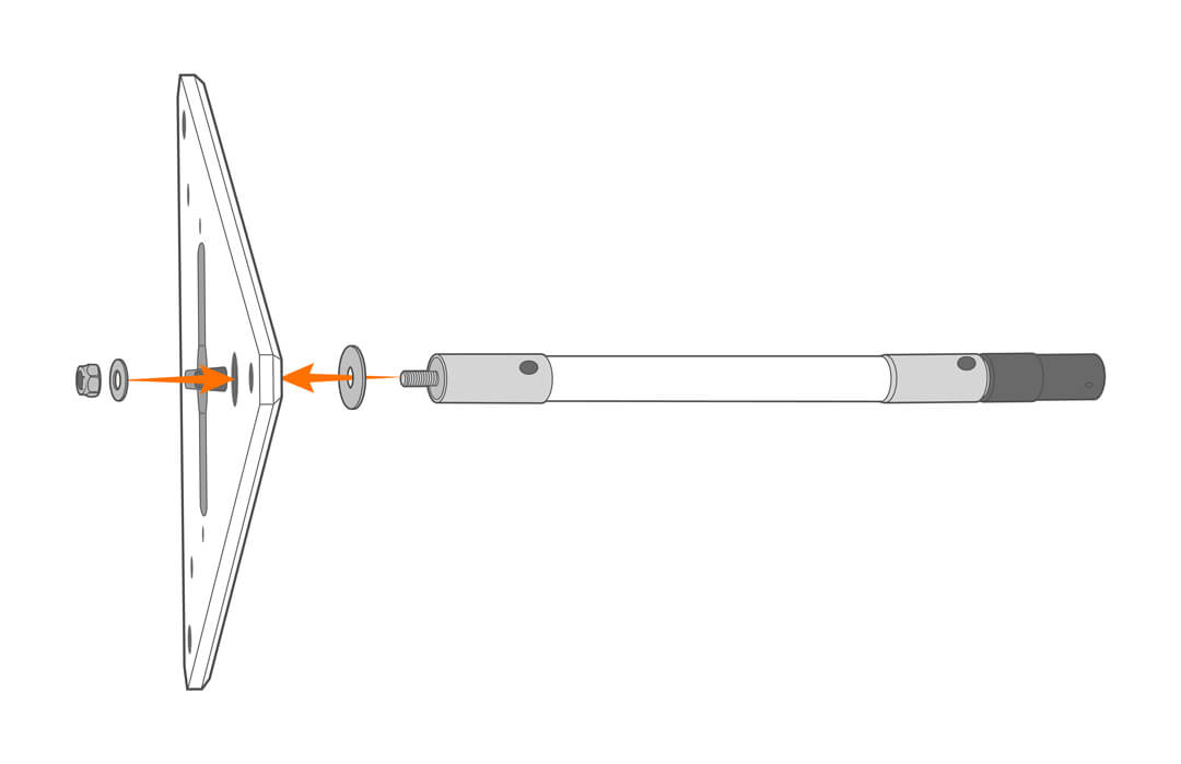 Secure the mount to the solar tower top plate.