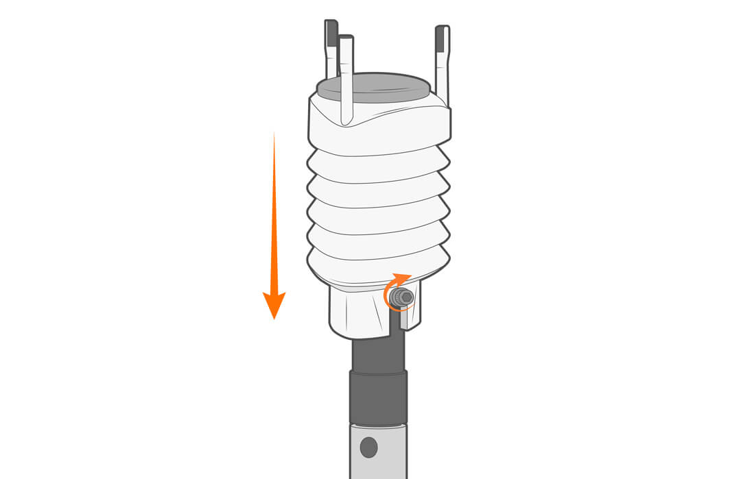Place the Vaisala weather station in the hub and tighten in place.