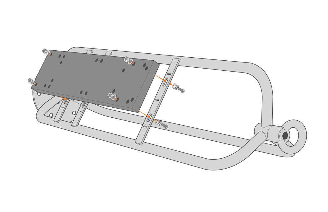 Attach the mounting plate to the outside of the instrument cage using the included hardware.