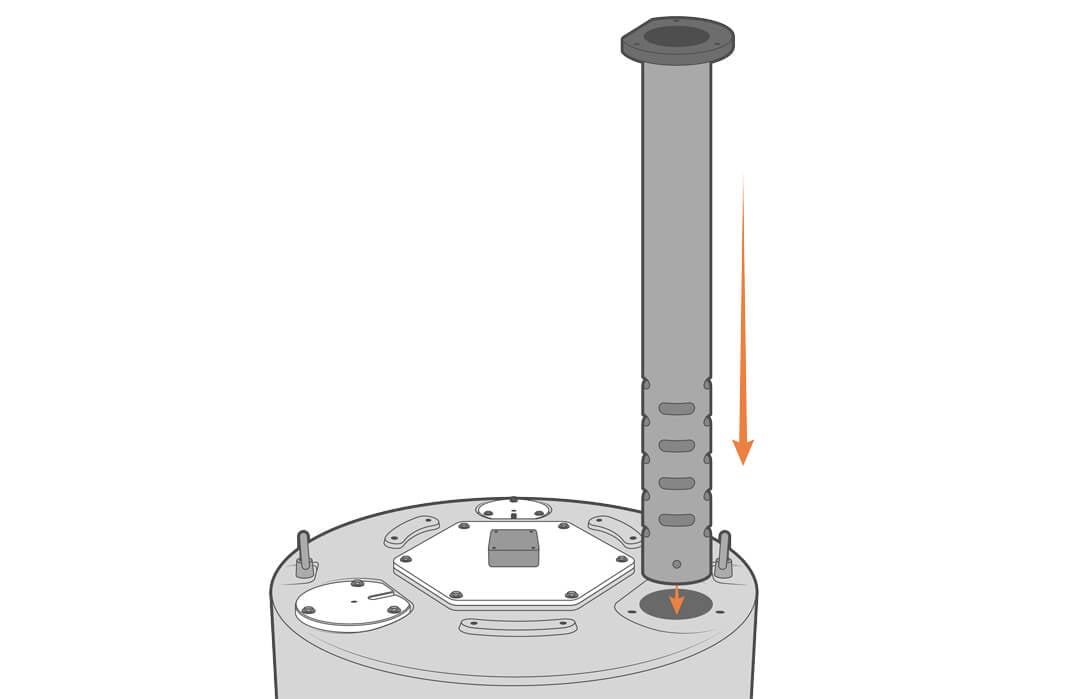 Lower the deployment pipe into the port.