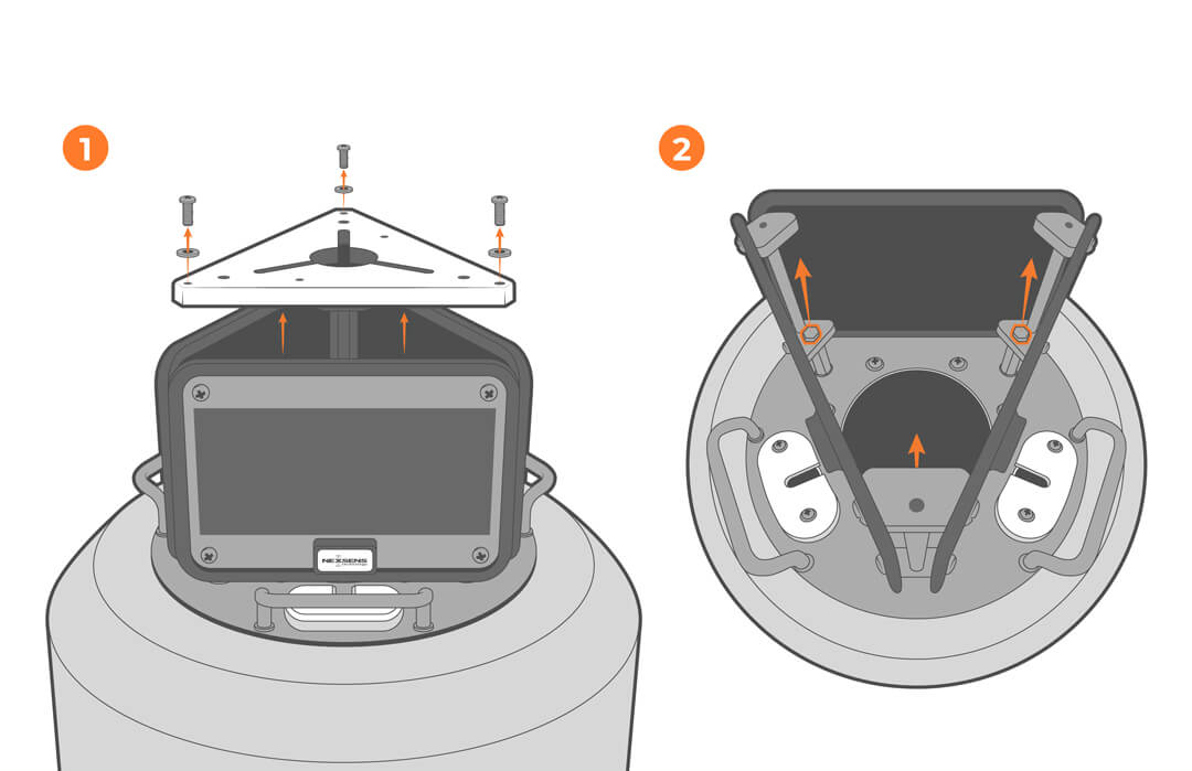 Remove the solar tower lid and the connecting hardware.