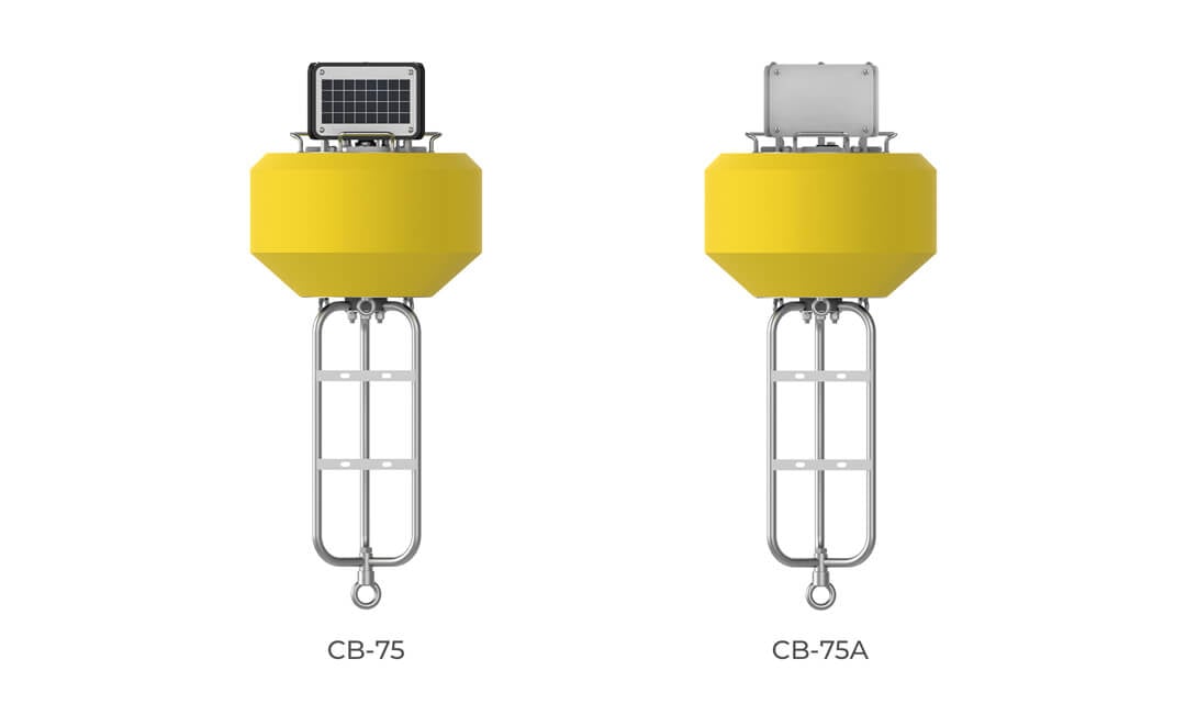 NexSens CB-75 data buoy next to the CB-75A data buoy.