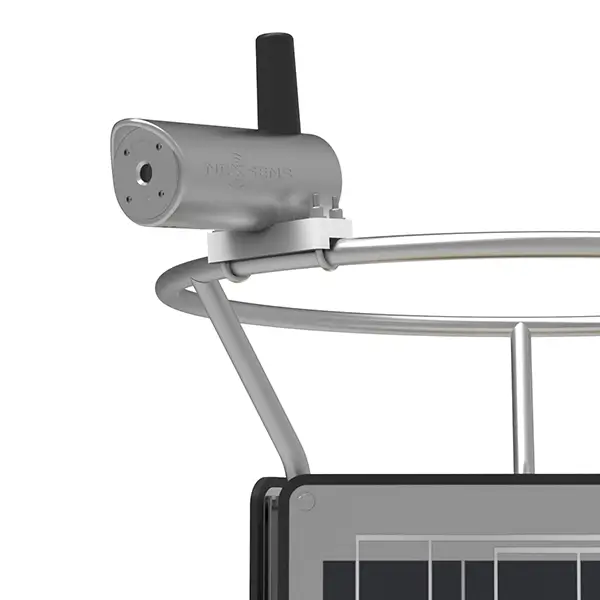 A NexSens EWC Environmental Webcam on the top of a solar tower ring.