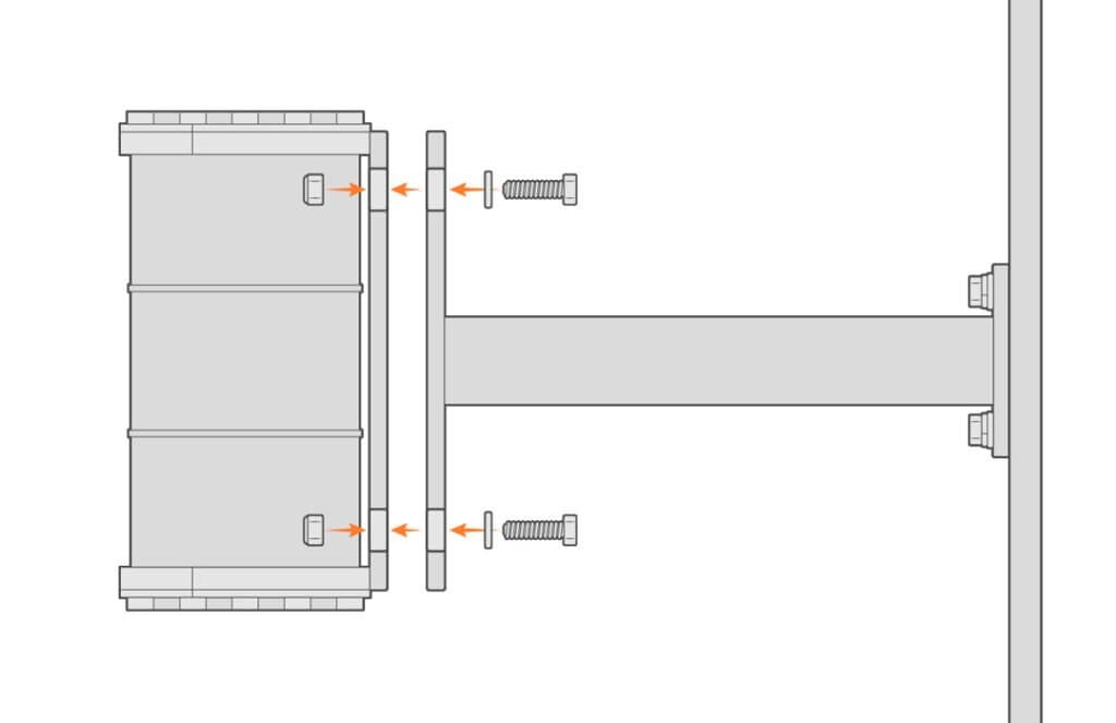 Attach the LDI ROW to the mounting arm bracket.