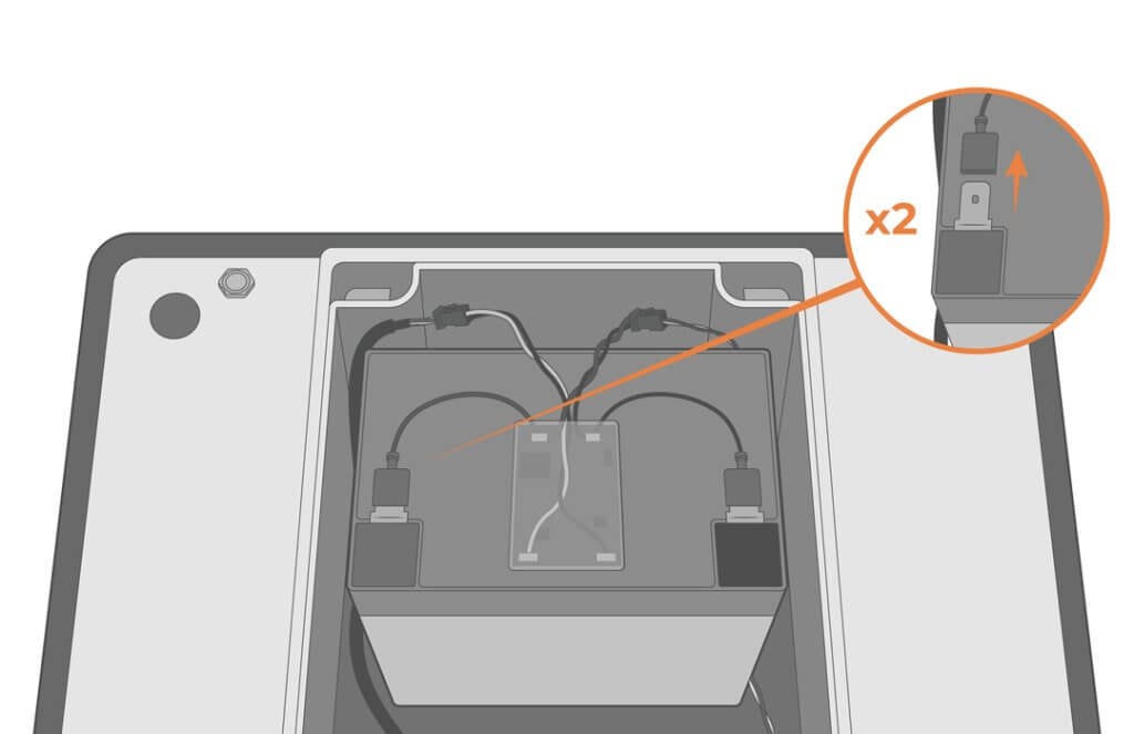 Disconnect the positive and negative leads from the SP15 battery.