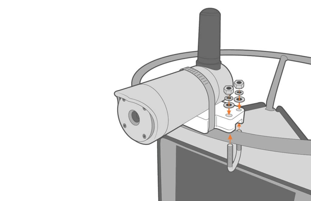 Secure the mounted sensor to the solar tower ring using the included hardware.