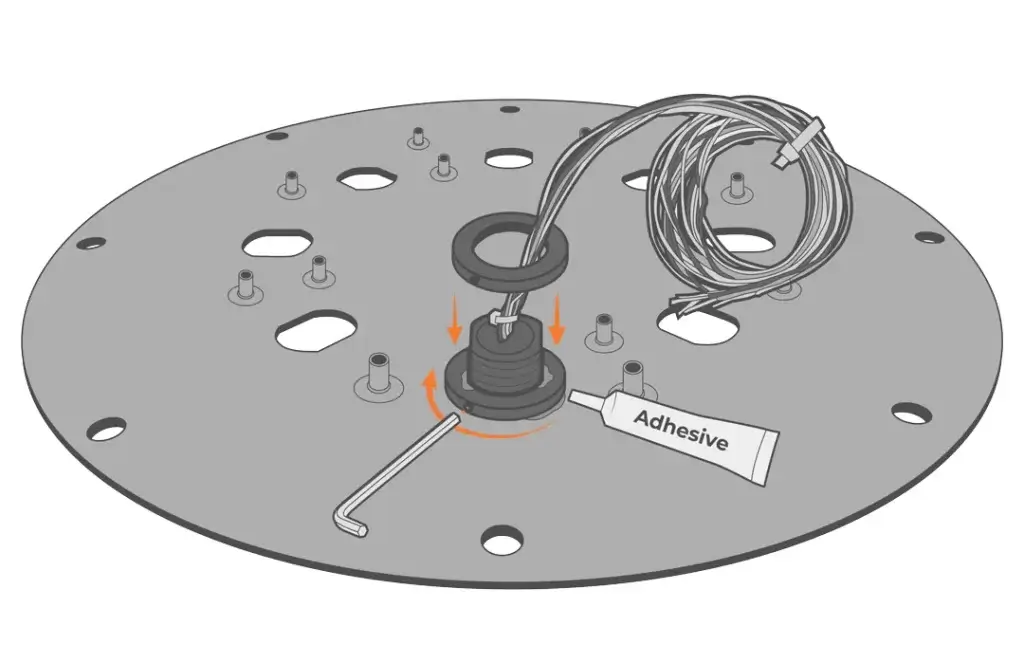 Use adhesive to secure the nut and prevent loosening from vibration.