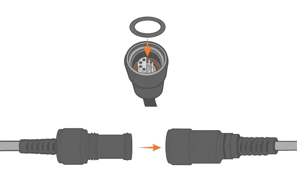 Before wiring, ensure the O-ring is still in place.